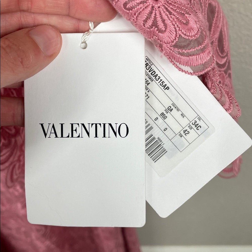 NWT Valentino Garavani Floral Guipure Lace Gown Dusty Rose Pink Maxi Sz 42 - Picture 11 of 16